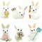 Sisal Easter Bunny Decor,Set of 6 White Baby Bunnies for Easter Decorations or Seasonal Parties,Cute Rabbit Figurines as Decorative Farm Animals for Spring Decor